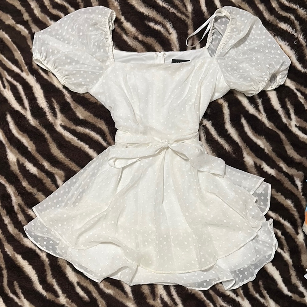 White Puff Sleeve Mini Dress